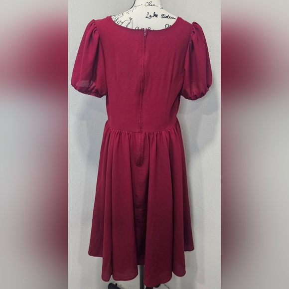 Laura Byrnes Women's Pin Up Lucrezia Day Swing Dress Maroon Size XL NWOT - Picture 3 of 11
